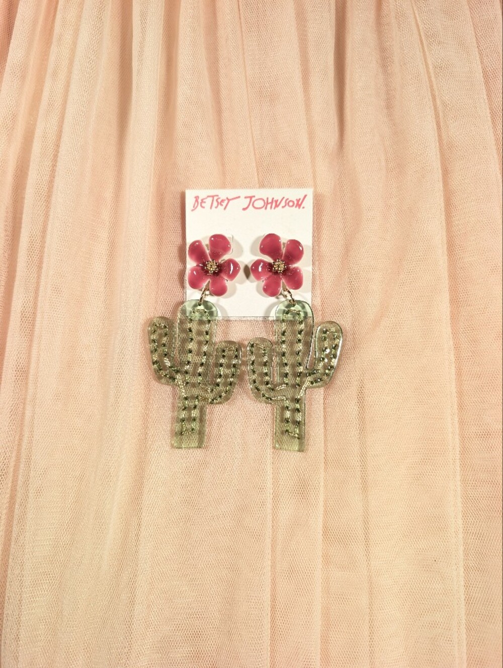 Betsey Johnson Acetate Cactus Drop Earrings